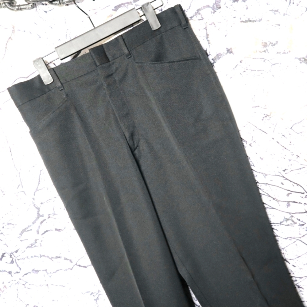 BLACK DRESS PANTS 32x32 Vintage Montgomery Wards Easy Care Work Office Suit 70s